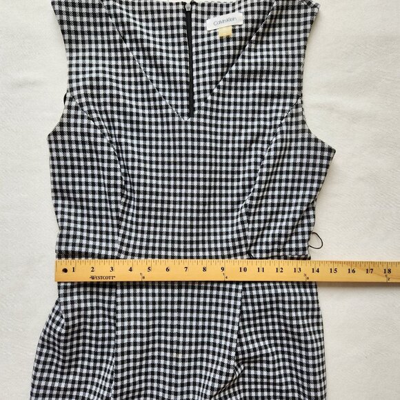 Calvin Klein Black & White Gingham Checkered Sleeveless Jumpsuit Fall Work - Picture 14 of 14
